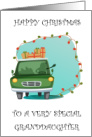 Happy Christmas Granddaughter Festive Car with Gifts and Lights card