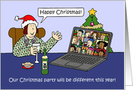 Covid 19 Virtual Remote Christmas Party Invitation Cartoon Humor card