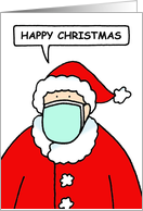 Covid 19 Father Christmas Wearing a Facemask Cartoon Humor card