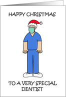 Covid 19 Happy Christmas to Male Dentist in Facemask and Scrubs card