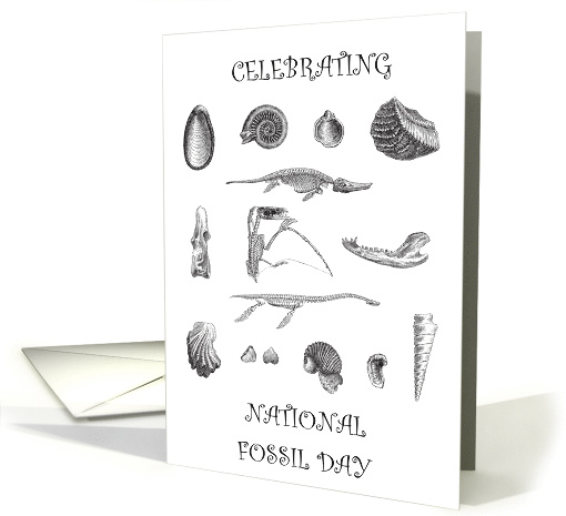 National Fossil Day October Vintage Fossil Illustrations card