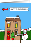 Covid 19 Happy Chrismukkah Cartoon Self-isolation House card