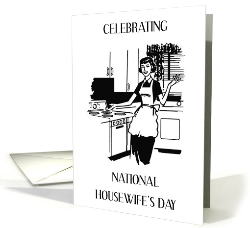 National Housewife's Day November 3rd Retro Wife Illustration card