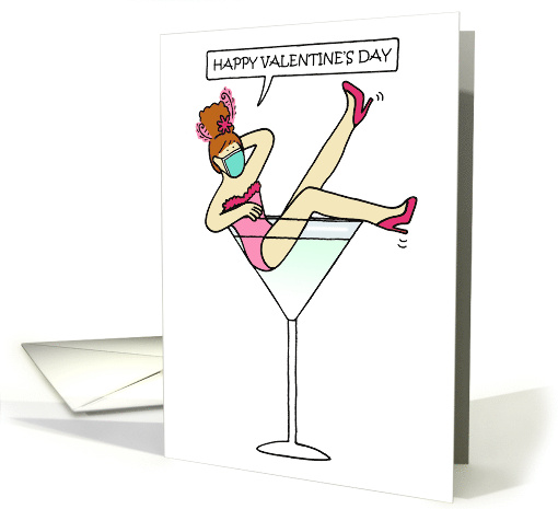 Happy Valentine's Day Covid 19 Cartoon Sexy Lady in a... (1657854)