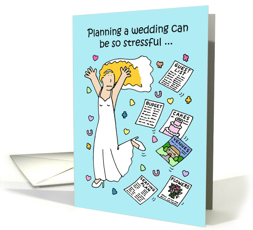 Wedding Planning Stress Cartoon Blonde Bride Running... (1657938)