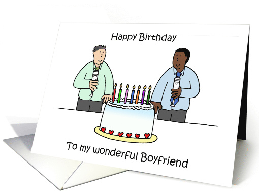 Happy Birthday to Gay Boyfriend Interracial Male Couple card (1659324)