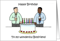 Happy Birthday to Gay Boyfriend Interracial Male Couple card