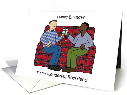 Happy Birthday to Gay Boyfriend Interracial Male Couple Romance card