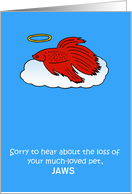 Sympathy for Loss of Betta Fighting Fish Cartoon to Customize Any Name card