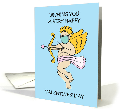 Covid 19 Cherub in a Face Mask Happy Valentine's Day Cartoon card