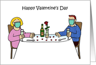 Covid 19 Happy Valentine’s Day Cartoon Couple in Facemasks card