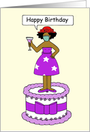 Covid 19 Red Hat Happy Birthday African American Lady in a Facemask card