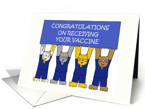 Congratulations on Receiving Your Vaccine Cartoon Cats in Scrubs card