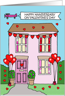 Happy Wedding Anniversary On Valentine’s Day Cartoon Romantic House card