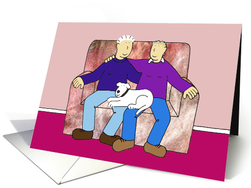 Lesbian Anniversary Congratulations Female Couple with White Dog card