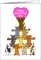 Happy Valentine’s Day to Pet Dog Cartoon Dogs in Formation card
