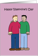Happy Valentine’s Day Gay Interracial Male Couple Cartoon card