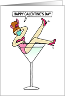 Covid 19 Happy Galentine’s Day Lady Sitting in a Cocktail Glass card