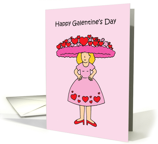 Happy Galentine's Day Cartoon Lady in Romantic Outfit card (1671634)