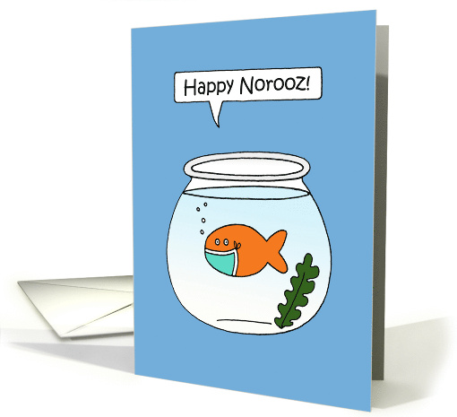 Covid 19 Happy Nooroz Goldfish in a Face Mask Cartoon Humor card