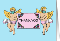 Covid 19 Thank You Cherubs Wearing Face Masks Blank Inside card