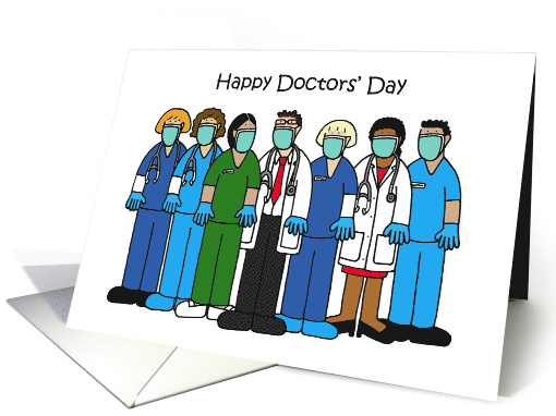 Covid 19 Happy Doctors' Day Group of Medics Wearing Face Masks card