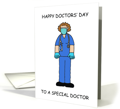 Covid 19 Happy Doctors' Day Female Medic Wearing a Face Mask card