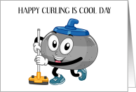 Curling is Cool Day February 23rd Cartroon Stone Sweeping card