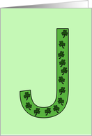 Happy St. Patrick’s Day Letter J with Shamrocks card