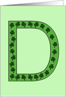Happy St. Patrick’s Day Letter D with Shamrocks card
