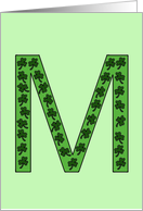 Happy St. Patrick’s Day Letter M with Shamrocks card