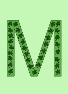 Happy St. Patrick's Day Letter M with Shamrocks
