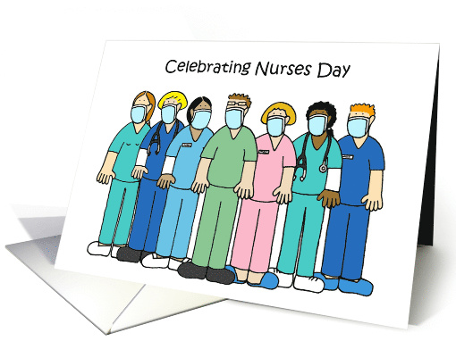 Happy Nurses Day Covid 19 Cartoon Group Wearing Face Masks card