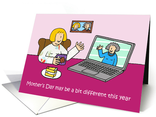 Covid 19 Happy Mother's Day Remote Celebration on a Computer card