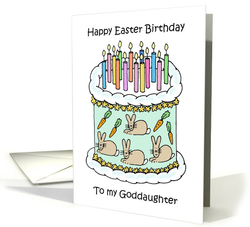 Happy Easter Birthday Goddauaghter Decorated Cake and Candles card