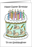 Happy Easter Birthday Goddauaghter Decorated Cake and Candles card