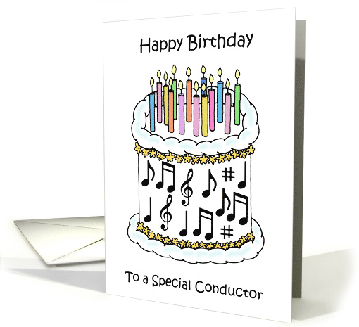Happy Birthday to Conductor Carton Cake and Lit Candles card (1678828)