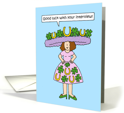 Good Luck with Your Interview Lady in Four Leaf Clover Dress card