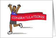 Congratulations African American Male Runner Cartoon card