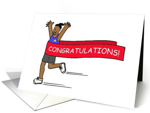 Congratulations African American Female Runner Cartoon card (1679766)