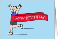 Happy Birthday to Male Runner Cartoon Humor card