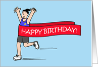 Happy Birthday to Female Runner Cartoon Humor card