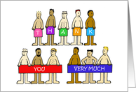 Thank You Cartoon Funny Nude Men Holding Letters card