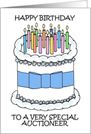 Happy Birthday to Auctioneer Cake and Lit Candles card