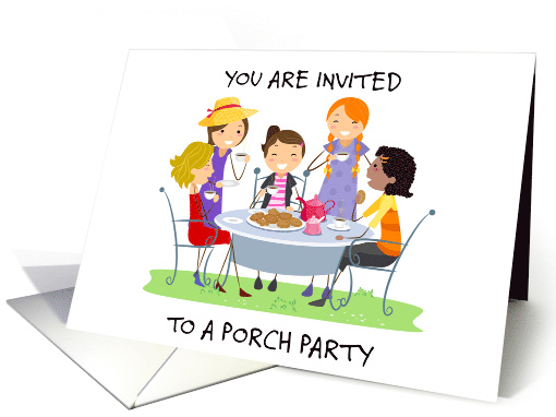 Porch Party Invitation Ladies Drinking Tea in a Garden card (1681468)