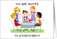 Porch Party Invitation Ladies Drinking Tea in a Garden card