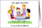 Porch Party Invitation Ladies Drinking Tea in a Garden card