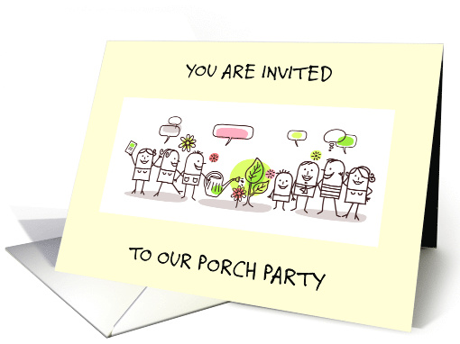Porch Party Invitation Cartoon Group of People Socialising card