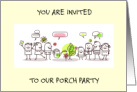 Porch Party Invitation Cartoon Group of People Socialising card