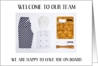 Welcome Aboard to the Team New Chef Chef Whites and Kitchen Tools card